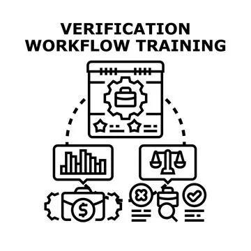 Verification workflow training concept engaging business process Stock Illustration