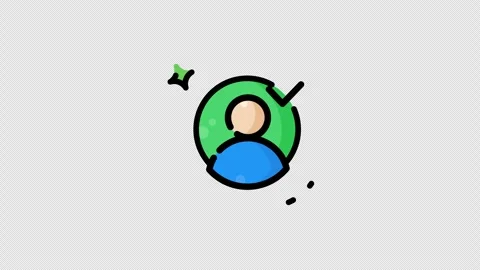 Verified account represented as a green circle human icon with star sticker Video stock 343819136