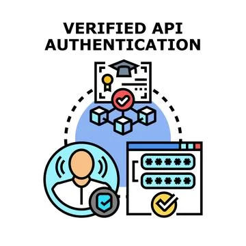 Verified api authentication process securing digital access Stock Illustration