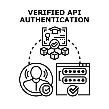 Verified api authentication process securing digital access Stock Illustration