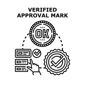 Verified approval mark process illustration 스톡 일러스트