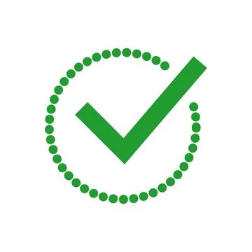 Verified Approval Tick in Dotted Circle 库存插图