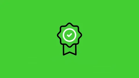 Verified badge animated icon on bright green screen background Stock Footage 314786457