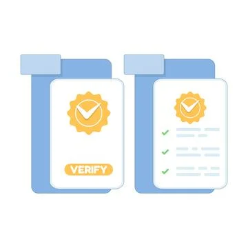 Verified badge concept with approval checkmark, digital confirmation. Stock Illustration