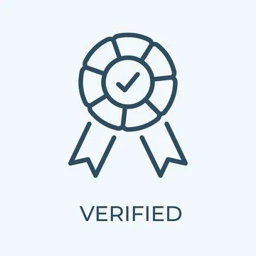 Verified badge editable stroke thin vector line icon. Stock Illustration