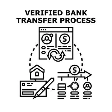Verified bank transfer process transaction operation concept Stock Illustration