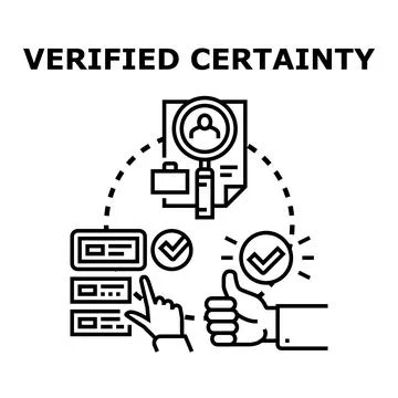 Verified certainty concept selecting application details approval Stock Illustration