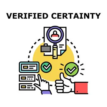 Verified certainty concept selecting application details approval Stock Illustration