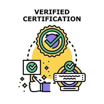 Verified certification concept approving quality and validation Stock Illustration