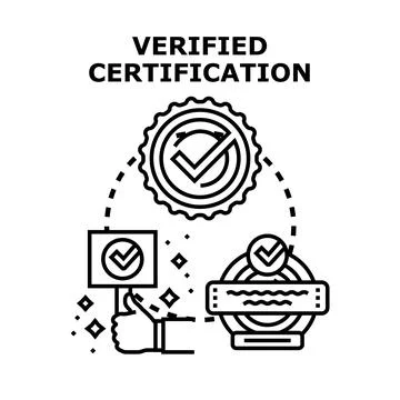 Verified certification concept approving quality and validation Stock Illustration