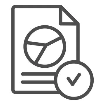 Verified chart document line icon. Checked report vector illustration isolated Stock Illustration