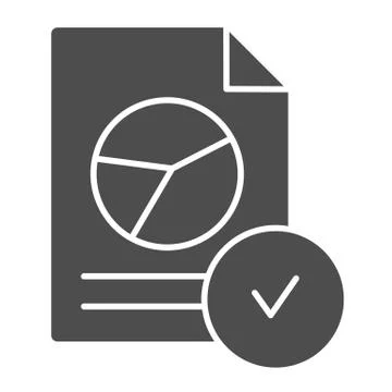 Verified chart document solid icon. Checked report vector illustration isolated Stock Illustration