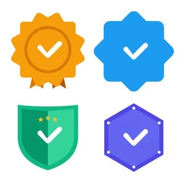 Verified Check Mark Badges, Flat Design Element 库存插图