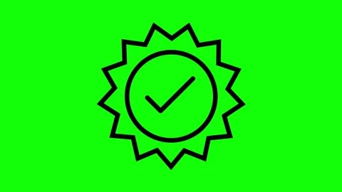 Verified checkmark badge animation on green screen background for video projects Stock Footage 330534169