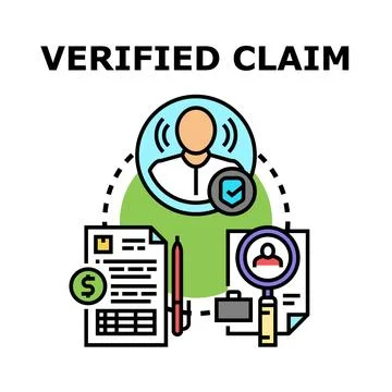 Verified claim approval receiving trusted information concept Stock Illustration