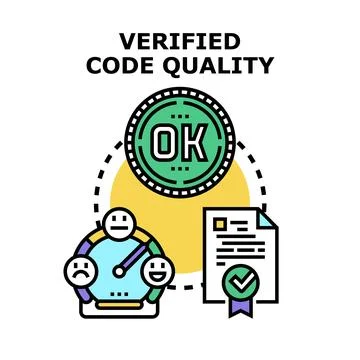 Verified code quality assurance and successful development Stock Illustration