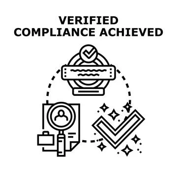 Verified compliance achieved approval checkmark concept Stock Illustration
