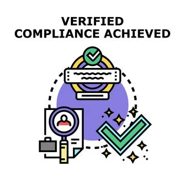 Verified compliance achieved approval checkmark concept 스톡 일러스트