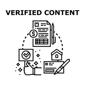 Verified content concept for trust and legal documentation Stock Illustration