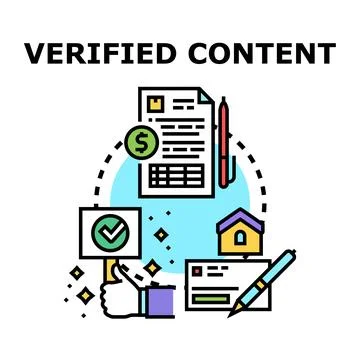 Verified content concept for trust and legal documentation Stock Illustration