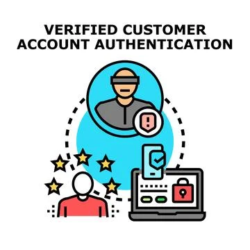 Verified customer account authentication digital security concept Stock Illustration