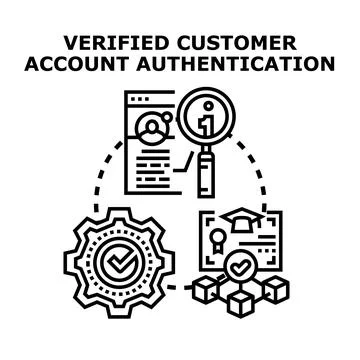 Verified customer account authentication process onboarding security 스톡 일러스트