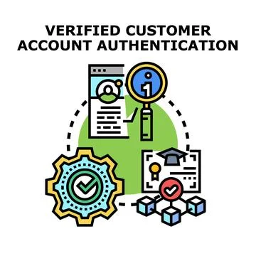 Verified customer account authentication process onboarding security Illustrazione stock