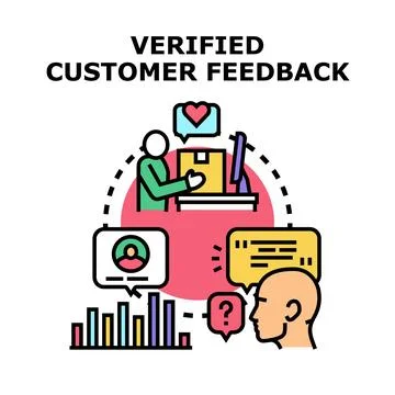 Verified customer feedback concept collecting satisfaction data Stock Illustration