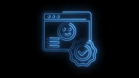 Verified customer satisfaction feedback on a website with a glowing checkmark Stock Footage 330777282