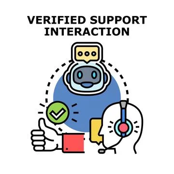 Verified customer support interaction with ai chatbot Stock Illustration