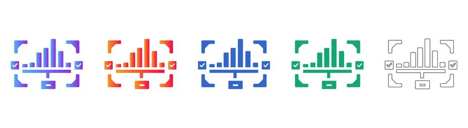 Verified Data Analysis Chart Icons Stock Illustration