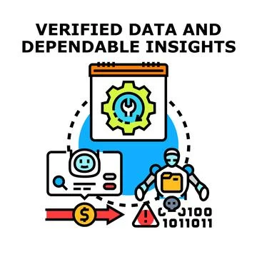 Verified data and dependable insights concept vector Stock Illustration