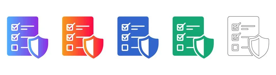 Verified Data Checklist Security Icons Stock Illustration