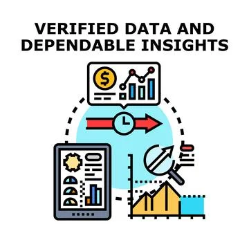 Verified data dependable insights business analytics concept Stockillustratie