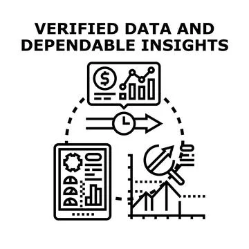 Verified data dependable insights business analytics concept Stock Illustration