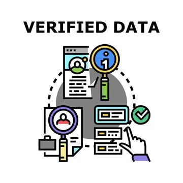 Verified data information validation checking process Stock Illustration