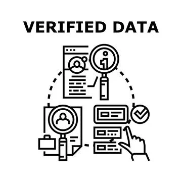Verified data information validation checking process Stock Illustration