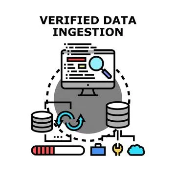 Verified data ingestion and processing pipeline concept Stock Illustration