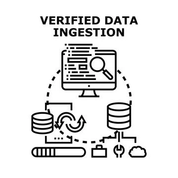 Verified data ingestion and processing pipeline concept Stock Illustration
