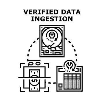 Verified data ingestion processing and storage concept イラスト素材