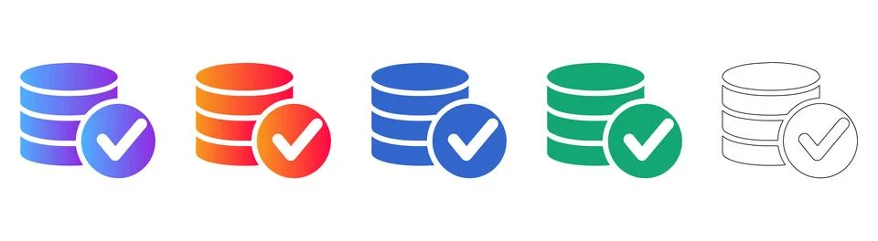 Verified Database Storage Icon Set Ilustración de archivo