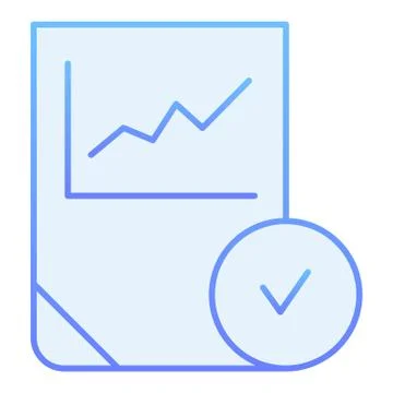 Verified diagram flat icon. Chart with tick blue icons in trendy flat style 스톡 일러스트