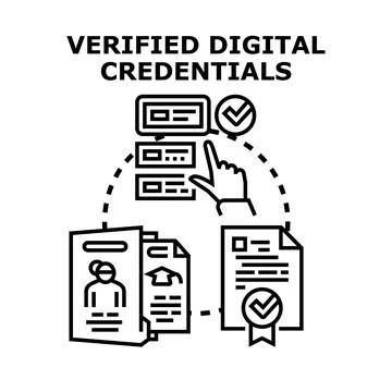 Verified digital credentials managing online personal data Stock Illustration