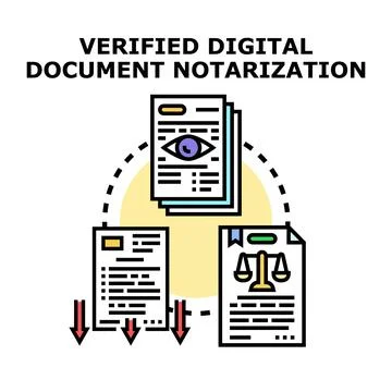 Verified digital document notarization process and certification Stockillustratie