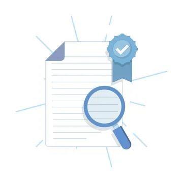 Verified Document Concept. Document with Verification Badge. Stock Illustration