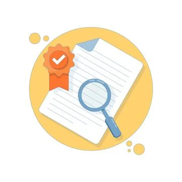 Verified Document Concept. Document with Verification Badge. Illustrazione stock