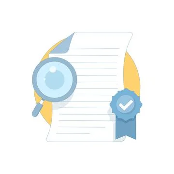 Verified Document Concept. Document with Verification Badge. Stock Illustration