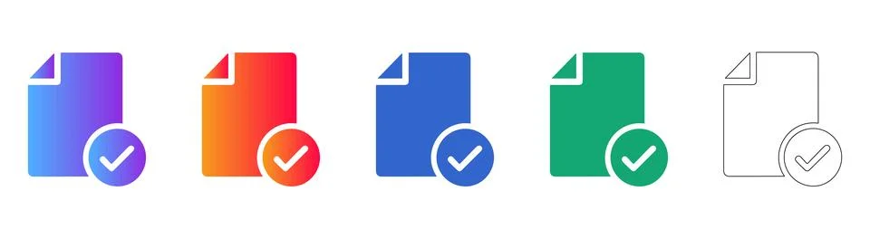 Verified Document File Icon Set 库存插图