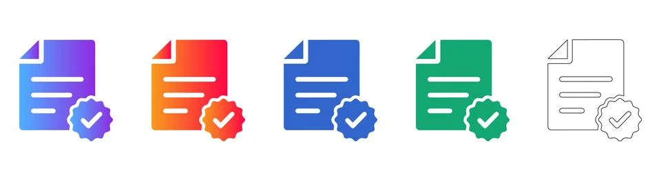 Verified Document File Icons Stock Illustration