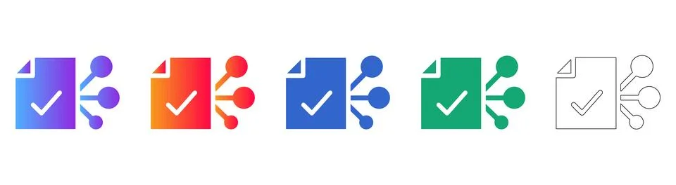 Verified Document Network Connection Icons Illustrazione stock